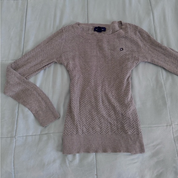 Lands' End Sweaters - Chase Lands' End Women's Beige Chevron Sweater